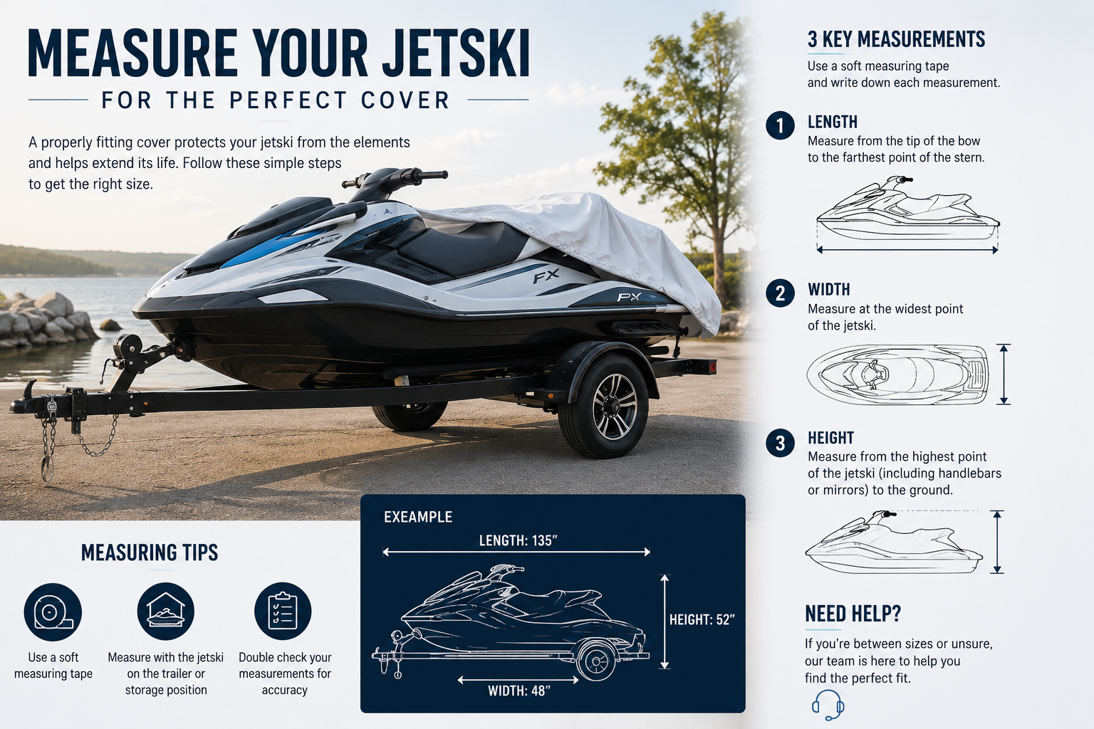 How to measure your jetski — length, width and height